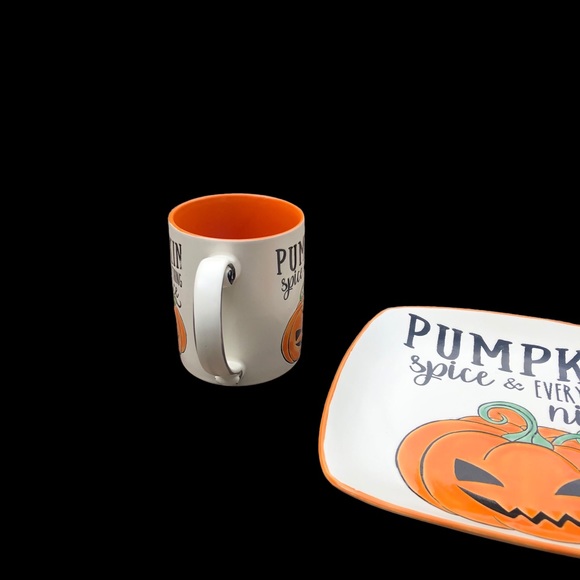 New Pumpkin spice and everything nice jack-o'-lantern mug & plate set - Picture 6 of 9